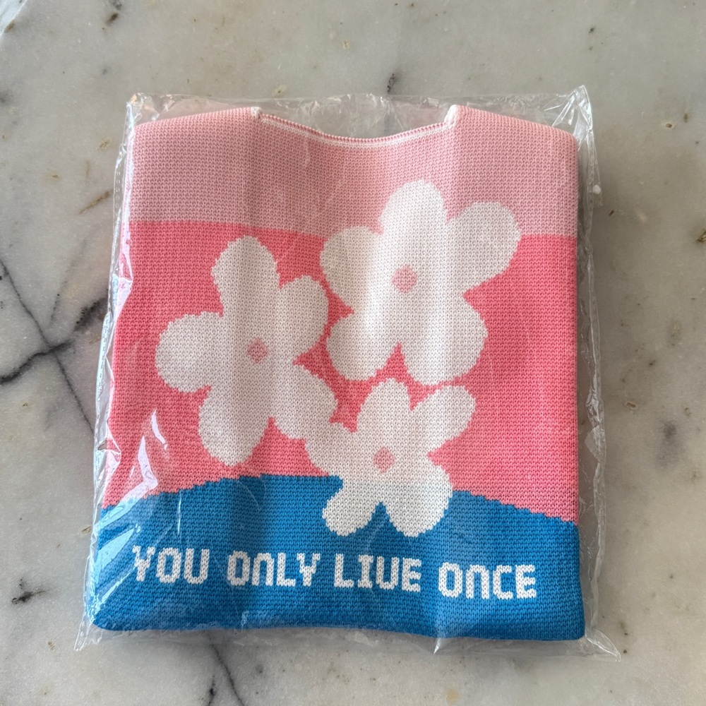 New＊Flower knitted bag Pink and Blue Floral Knit bag
